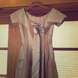 Vintage satin rose beige panel dress 1950s